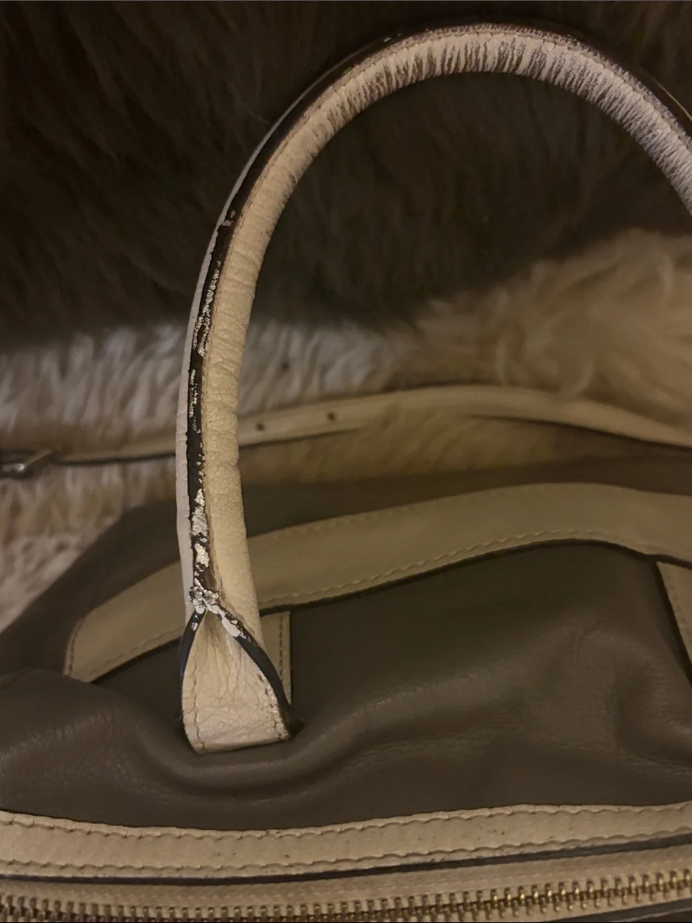 Kate Spade Alice Court Kaiya satchel in Cliff Gray and Off White